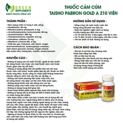 Thuốc Cảm Cúm Taisho Pabron Gold A 210 Viên