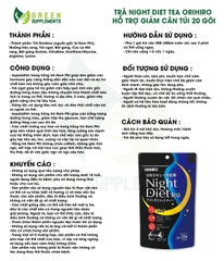 Trà Night Diet Tea Orihiro Hỗ Trợ Giảm Cân Túi 20 Gói