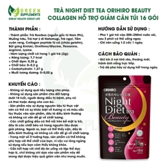 Trà Night Diet Tea Orihiro Beauty Collagen Hỗ Trợ Giảm Cân Túi 16 Gói