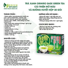 Trà Xanh Orihiro Sage Green Tea Cải Thiện Mỡ Máu Và Đường Huyết Hộp 30 Gói
