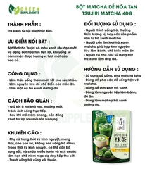 Bột Matcha Dễ Hòa Tan Tsujiri Matcha Nhật Bản 40g