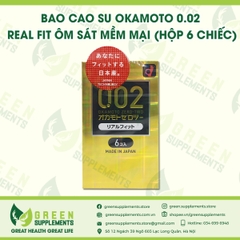 Bao Cao Su Okamoto 0.02 Real Fit Ôm Sát Mềm Mại (Hộp 6 Chiếc)