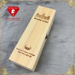 Hộp Quà Rượu Vang Bằng Gỗ Đơn World Wine Chùm Nho