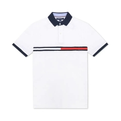 Áo Polo Tommy Hilfiger Regular Fit Embroidered Stripe Logo White 78JB117 100