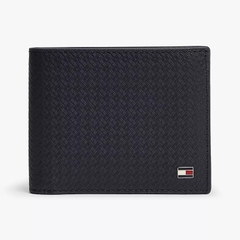 Ví Tommy Hilfiger Men's Allover Flag Logo Leather Bifold Wallet Space Blue AM14241 400