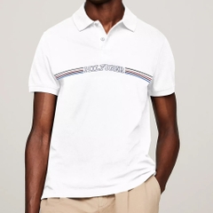 Áo Polo Tommy Hilfiger Regular Fit Monotype Chest Stripe White MW34769 100