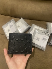 Ví Coach Compact ID Wallet In Signature Crossgrain Leather Black F75371
