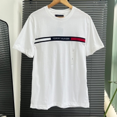 Áo Tommy Hilfiger Ribbed Inset Logo T-Shirt White MW36498 100