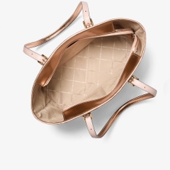 Túi Michael Kors Jet Set Travel Small Metallic Logo Top-Zip Tote Bag Rose Gold 35F4GTVT1M