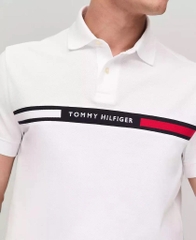 Áo Polo Tommy Regular Fit Embroidered Stripe White MW38130 100