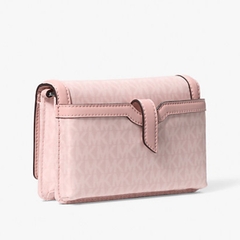 Túi Michael Kors Jet Set Small Signature Logo Print Woven Smartphone Crossbody Bag Smokey Rose 32S5SJ6C1C