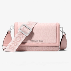 Túi Michael Kors Jet Set Small Signature Logo Print Woven Smartphone Crossbody Bag Smokey Rose 32S5SJ6C1C