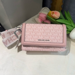 Túi Michael Kors Jet Set Small Signature Logo Print Woven Smartphone Crossbody Bag Smokey Rose 32S5SJ6C1C