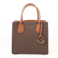 Túi Michael Kors Mercer Medium Logo and Leather Accordion Crossbody Bag Brown 35S1GM9M2B