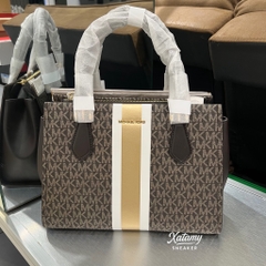 Túi Michael Kors Marilyn Medium Signature Logo Stripe Satchel Brown 35F5G6AS6V
