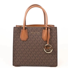 Túi Michael Kors Mercer Medium Logo and Leather Accordion Crossbody Bag Brown 35S1GM9M2B