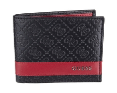 Ví GUESS Men's Leather Bifold With Fashion Details Black Red 31GU13X008 016