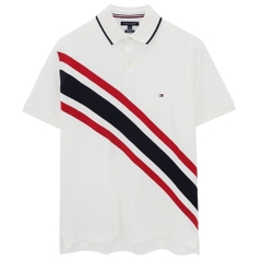 Áo Polo Tommy Hilfiger Regular Fit Banner Stripe Logo White 78JA988 100