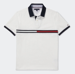 Áo Polo Tommy Hilfiger Regular Fit Embroidered Stripe Logo White 78JB117 100