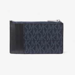 Ví Michael Kors Cooper Slim Signature Logo Zip Wallet Black Navy 36T4LCOZ7B