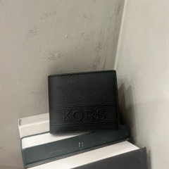 Ví Michael Kors Mens Hudson Pebbled Leather Billfold Wallet With Coin Pouch Black 39T4LHDF3L