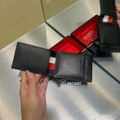 Ví Tommy Hilfiger Men's Pebbled Leather Magnetic Bifold Wallet Black 31TL160072