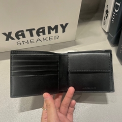 Ví Michael Kors Mens Hudson Pebbled Leather Billfold Wallet With Coin Pouch Black 39T4LHDF3L