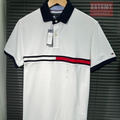 Áo Polo Tommy Hilfiger Regular Fit Embroidered Stripe Logo White 78JB117 100