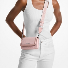 Túi Michael Kors Jet Set Small Signature Logo Print Woven Smartphone Crossbody Bag Smokey Rose 32S5SJ6C1C