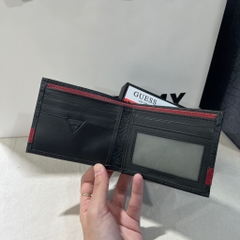 Ví GUESS Men's Leather Bifold With Fashion Details Black Red 31GU13X008 016
