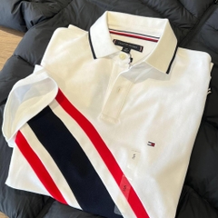 Áo Polo Tommy Hilfiger Regular Fit Banner Stripe Logo White 78JA988 100