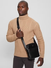 Túi GUESS Eco Saffiano Top-Zip Flat Crossbody Black HMTOSAP4258