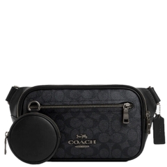 Túi Coach Elias Belt Bag In Signature Canvas Charcoal CZ400 QBMI5