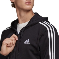 Áo Khoác adidas Men's Essentials French Terry 3-Stripes Full-Zip Hoodie Black GK9032