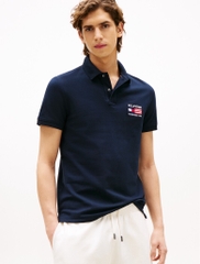Áo Polo Tommy Hilfiger Regular Fit Embroidered Flag Pique Navy MW39836 400