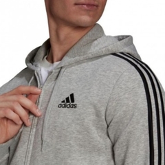 Áo Khoác Nam adidas Essentials Fleece 3-Stripes Full Zip Hoodie Grey HB0041