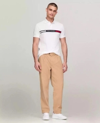 Áo Polo Tommy Regular Fit Embroidered Stripe White MW38130 100