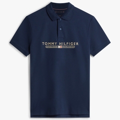 Áo Polo Tommy Hilfiger Regular Fit Embroidered Logo Interlock Navy MW41615 400
