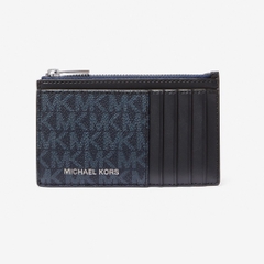 Ví Michael Kors Cooper Slim Signature Logo Zip Wallet Black Navy 36T4LCOZ7B