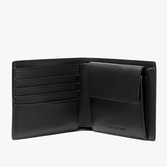 Ví Michael Kors Mens Hudson Pebbled Leather Billfold Wallet With Coin Pouch Black 39T4LHDF3L