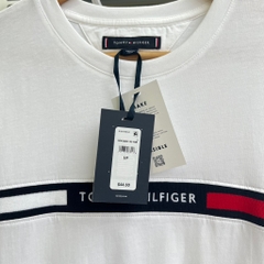 Áo Tommy Hilfiger Ribbed Inset Logo T-Shirt White MW36498 100
