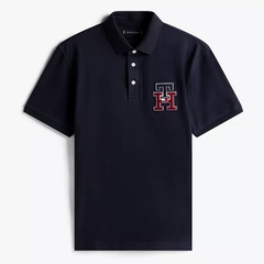 Áo Polo Tommy Hilfiger Regular Fit Textured Monogram Navy XM05639 400