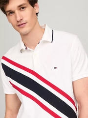 Áo Polo Tommy Hilfiger Regular Fit Banner Stripe Logo White 78JA988 100