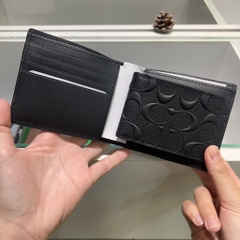 Ví Coach Compact ID Wallet In Signature Crossgrain Leather Black F75371