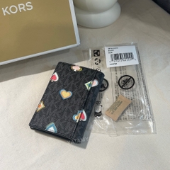 Ví Michael Kors Cooper Printed Signature Logo Folding Card Case Black Gift Box 36F5LCOD1U