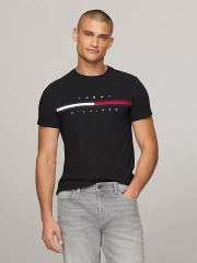 Áo Tommy Hilfiger Embroidered Flag Logo T-Shirt Black