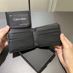 Ví Calvin Klein Saffiano Leather Card Case Bifold Wallet Black 40W0733 010