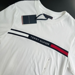 Áo Tommy Hilfiger Ribbed Inset Logo T-Shirt White MW36498 100