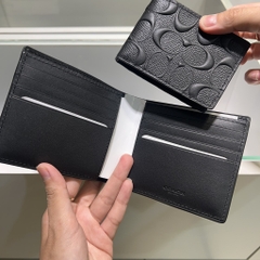 Ví Coach Compact ID Wallet In Signature Crossgrain Leather Black F75371