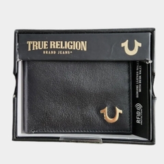 Ví True Religion 'Aglet' Slim Bifold RIFD Leather Wallet Black Gold TR203418